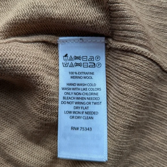 Lord & Taylor Tan Extrafine Marino Wool Cardigan Womens Sz S Long Winter Layer - Picture 5 of 8
